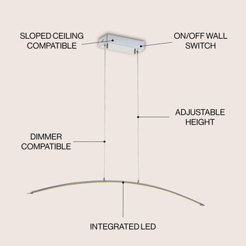 Roxanna 41.5" Dimmable Adjustable Integrated LED Metal Linear Pendant - JONATHAN Y